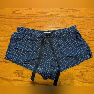 Aerie pajama shorts - navy blue and pink floral - small - flannel sleep shorts